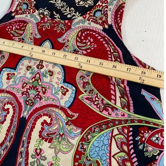 Bila Womens Sheer Sleeveless Print Top with Back Overlay Size M Bohemian Artsy - Picture 8 of 9